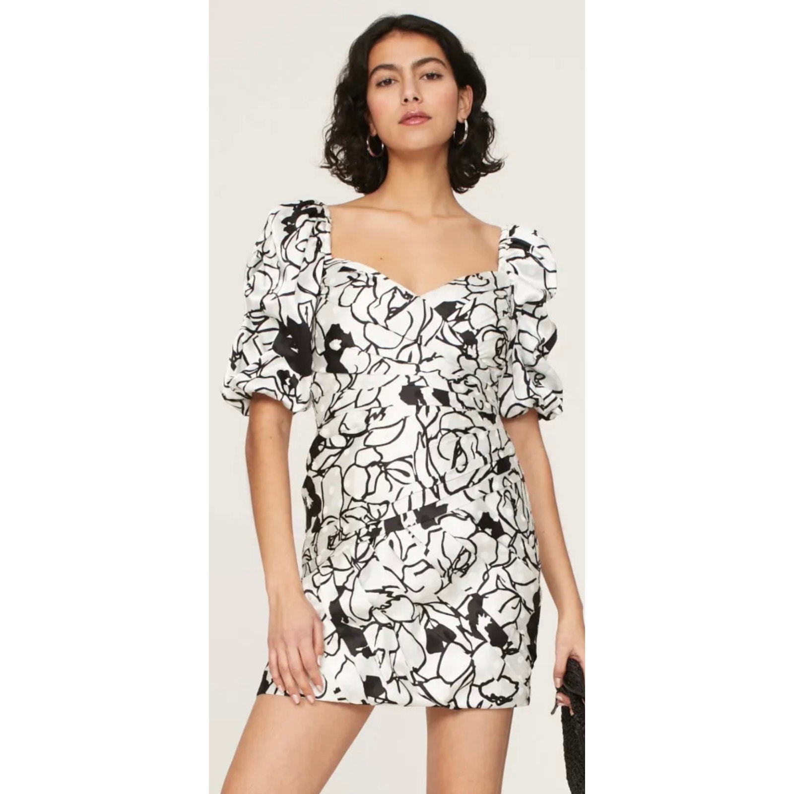 Ronny Kobo Black White Floral Dress 12